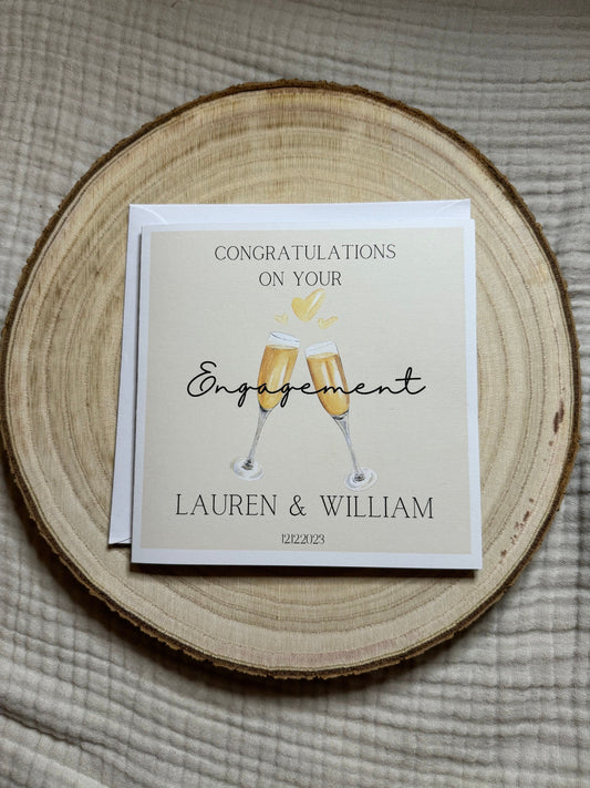 Personalised engagement card with date, congratulations on your engagement card, for her, for him, for them