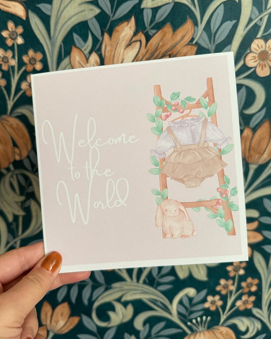 New Baby Card - welcome to the world - baby girl card