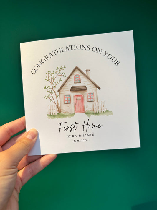 Personalised First Home Card - Custom Housewarming Gift for New Homeowners